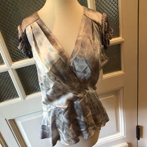 Tie Dye Nanette Lepore braided sleeve blouse